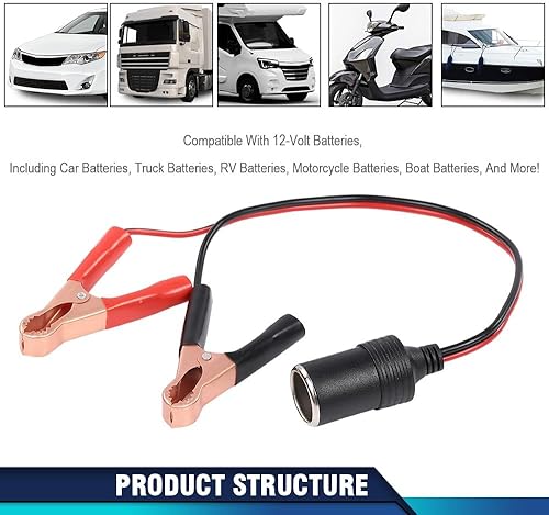 Miniatura 3 de PIT66 Adaptador de corriente de 12 V para encendedor de cigarrillos, compatible con cualquier accesorio de coche de 12 V, baterías de 12 voltios,