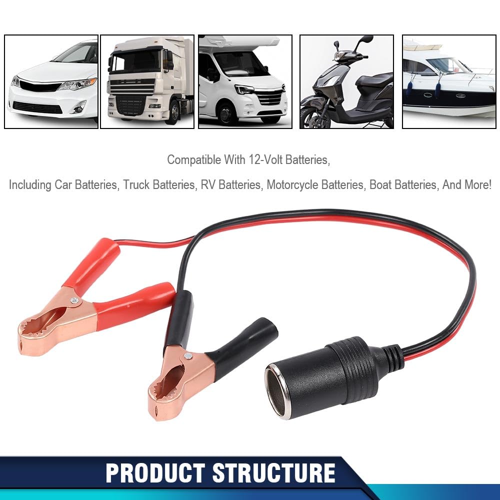 Amazon.com: PIT66 12V Battery To Cigarette Lighter Car Socket Power  Adapter, Compatible with ANY 12V Car Accessory/ 12-Volt Batteries  Car/Truck/RV/Motorcycle/Boat Batteries : Automotive