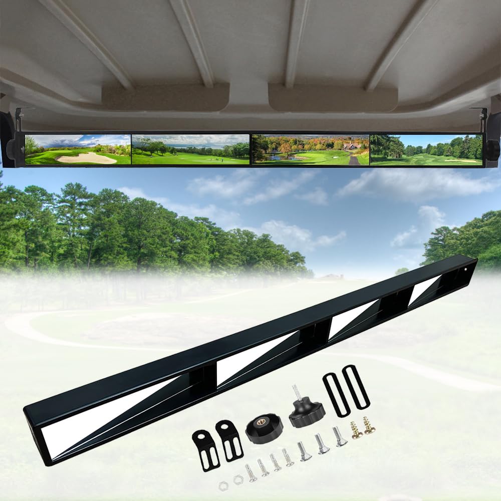 WLOOD Golf Cart Mirror,Universal 4 Panel Mirror fits Golf Carts EZGO, Club CAR ?Yamaha?Rear View Mirror ?