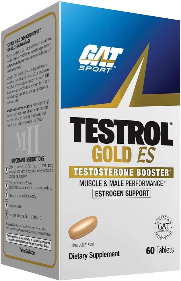 GAT Sport Testrol Gold ES, Testosterone Booster with Estrogen Support, Builds Muscle, Increases Stamina, Enhances Performance (60 Tablets) : Health & Household