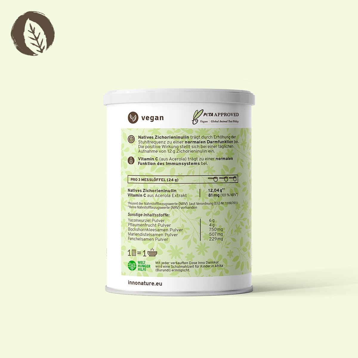 InnoNature Darmkur Pulver | aus Zichorieninulin und ausgewählten Pflanzenstoffen | 336g, Einzigartiger Nährstoffverbund, Natürlich, vegan und tierversuchsfrei