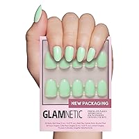 Vista 131 de Glamnetic Uñas a presión – Red Affair Uñas cortas de punta francesa con purpurina roja almendra con un acabado brillante 15 tamaños – Kit de 30