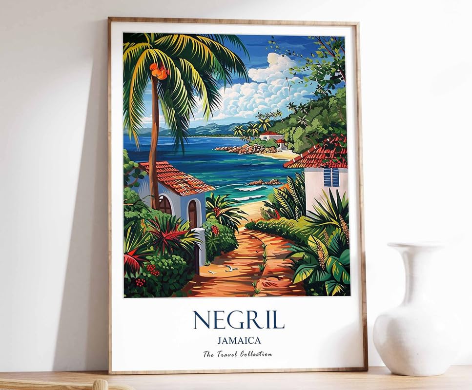 Caribbean Print Negril Jamaica A0 Poster Toile Inspirante et Motivante