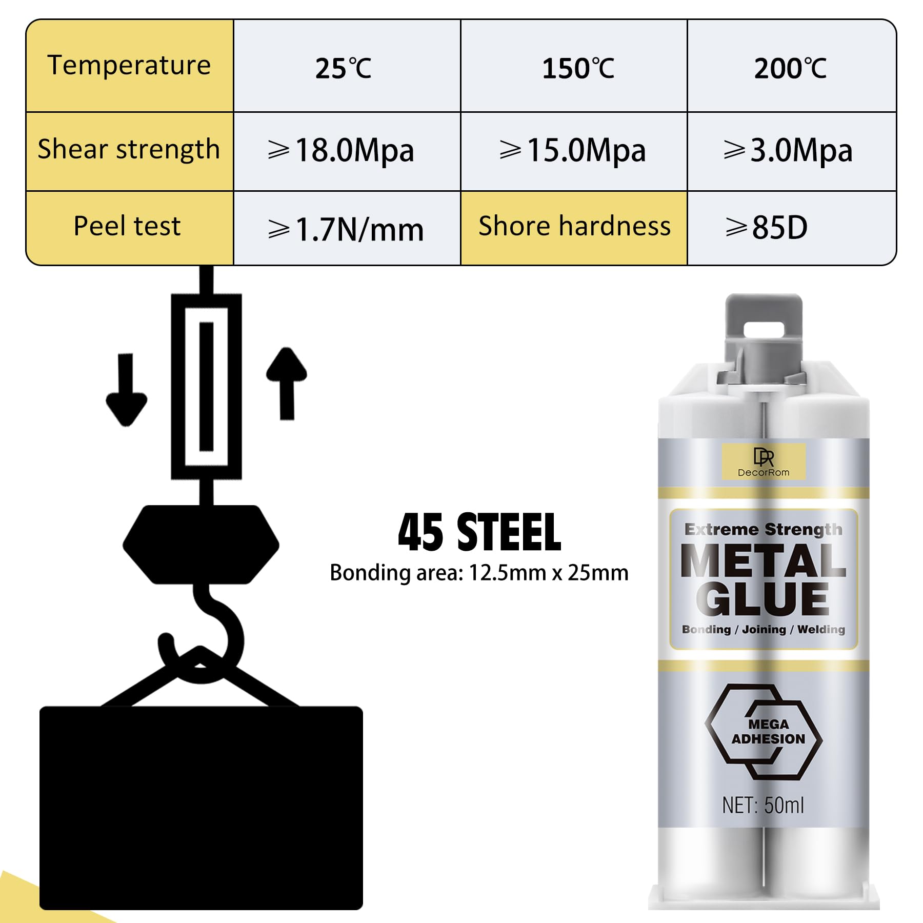 Colla per Metalli Bicomponente - Adesivo Epossidico Extra Forte 100ml per Riparazioni su Acciaio, Alluminio, Plastica, Piastrelle e Ceramica - Resistente al Calore - Alta Resistenza