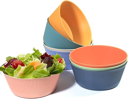 YUESHENGHAO Juego de 8 cuencos irrompibles de paja de trigo de 46 onzas, cuencos grandes para sopa, cuencos de cocina ligeros para cereales, sin