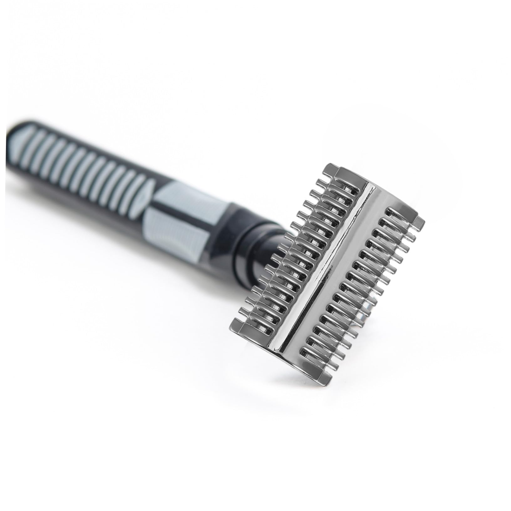 MERRYHAPY Testina Ricambio Rasoio Sicurezza in Lega Doppia Pettine in Metallo Solido Compatibile con Manici Standard per Barba Uomo e Donna Finitura Lucida Argento Resistente e Duratura