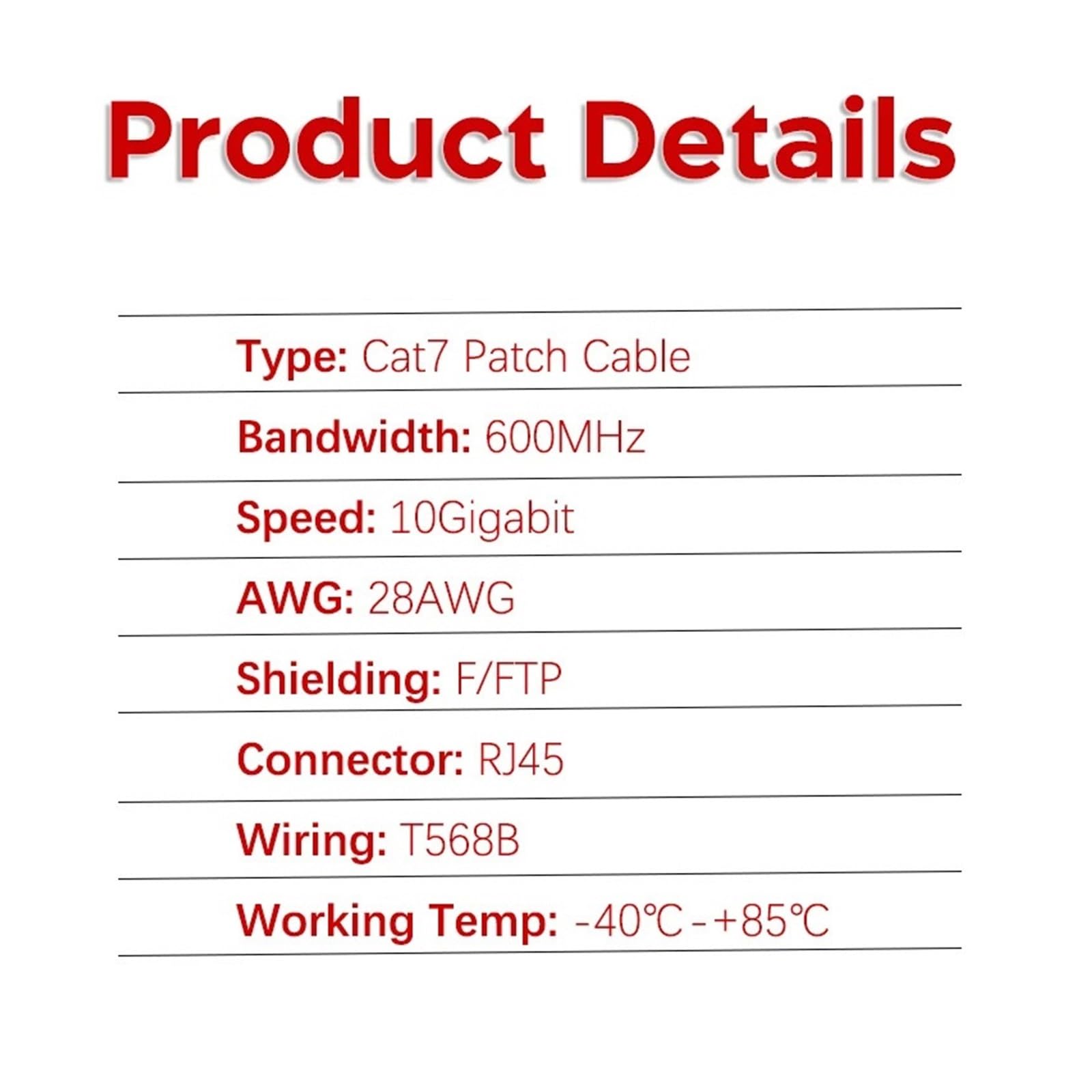 Ethernet-Kabel, Cat7 SSTP-Ethernet-Kabel 10 Gbit/s, 0,2–10 m, RJ45 vergoldet
