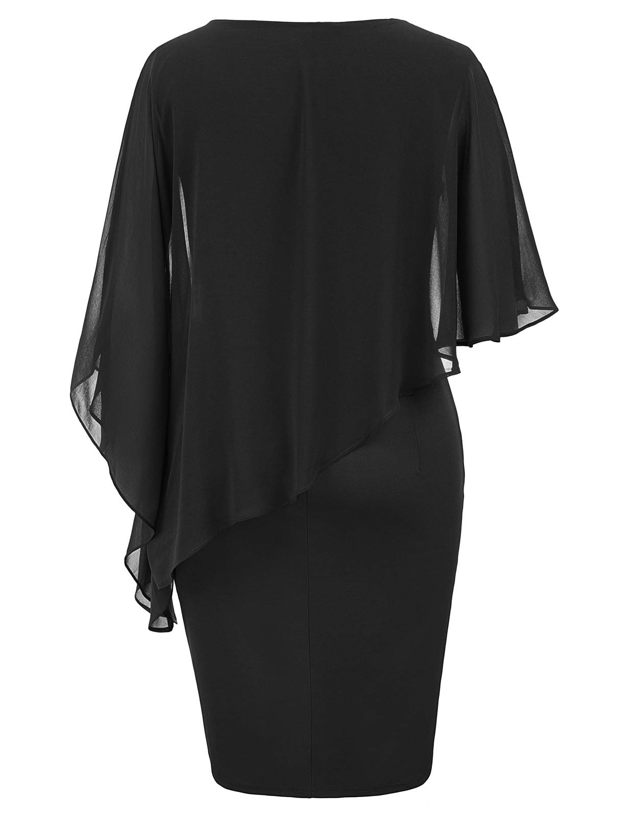 Hanna Nikole Abiti da Cerimonia Taglie Forti da Donna Abito da Cocktail con Mantella in Chiffon Abito da Sera al Ginocchio
