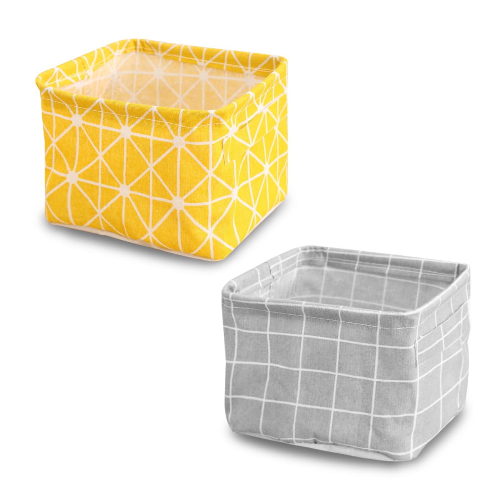4 Cestini In Tela Pieghevoli 20x16x14cm - Organizzazione Scrivania, Casa, Ufficio, Con Maniglie - Foto 5