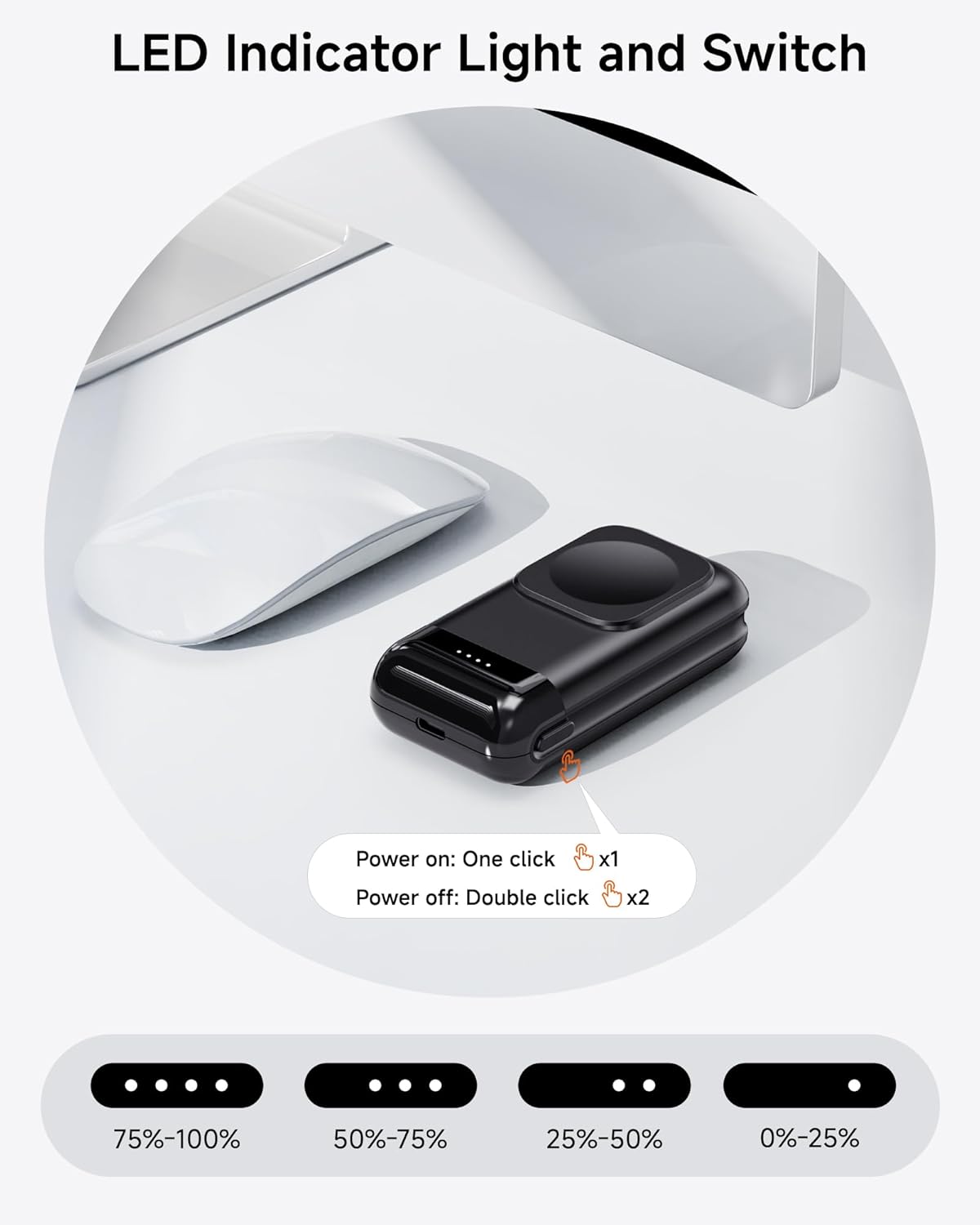 Portable Watch Charger for Samsung Galaxy Watch8/8Classic/Ultra (2025)/7/Ultra/6/5, 6000 mAh Watch and Phone Charger for Samsung Galaxy S25 Ultra/S24 Ultra/S23/Z Fold7/Flip7 - Image 4