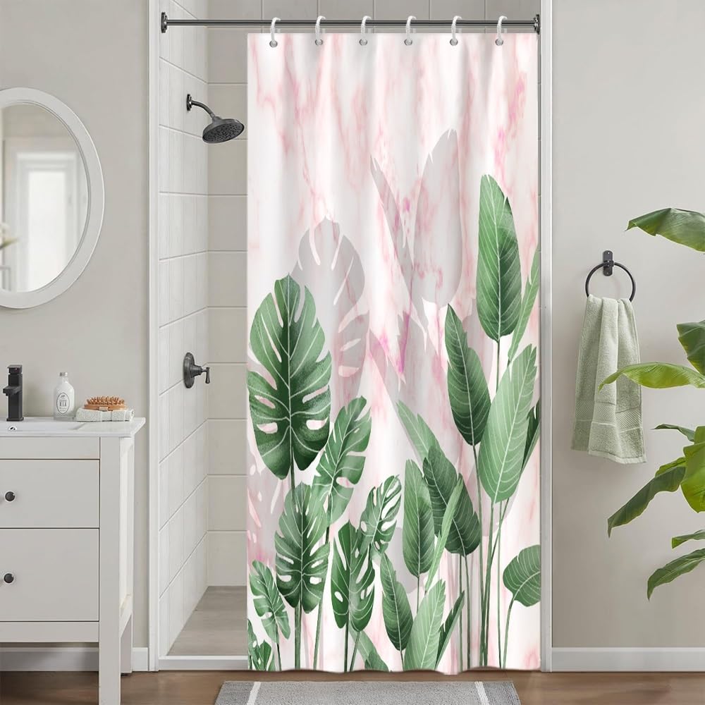 Cortina de Ducha de Hoja Eucalipto, Cortinas de Ducha Verde Oro Abstracto Planta Cortinas de Baño Antimoho Impermeable Lavable Tejido de Poliéster Cortina Ducha con 12 Ganchos 120x200cm — view 139