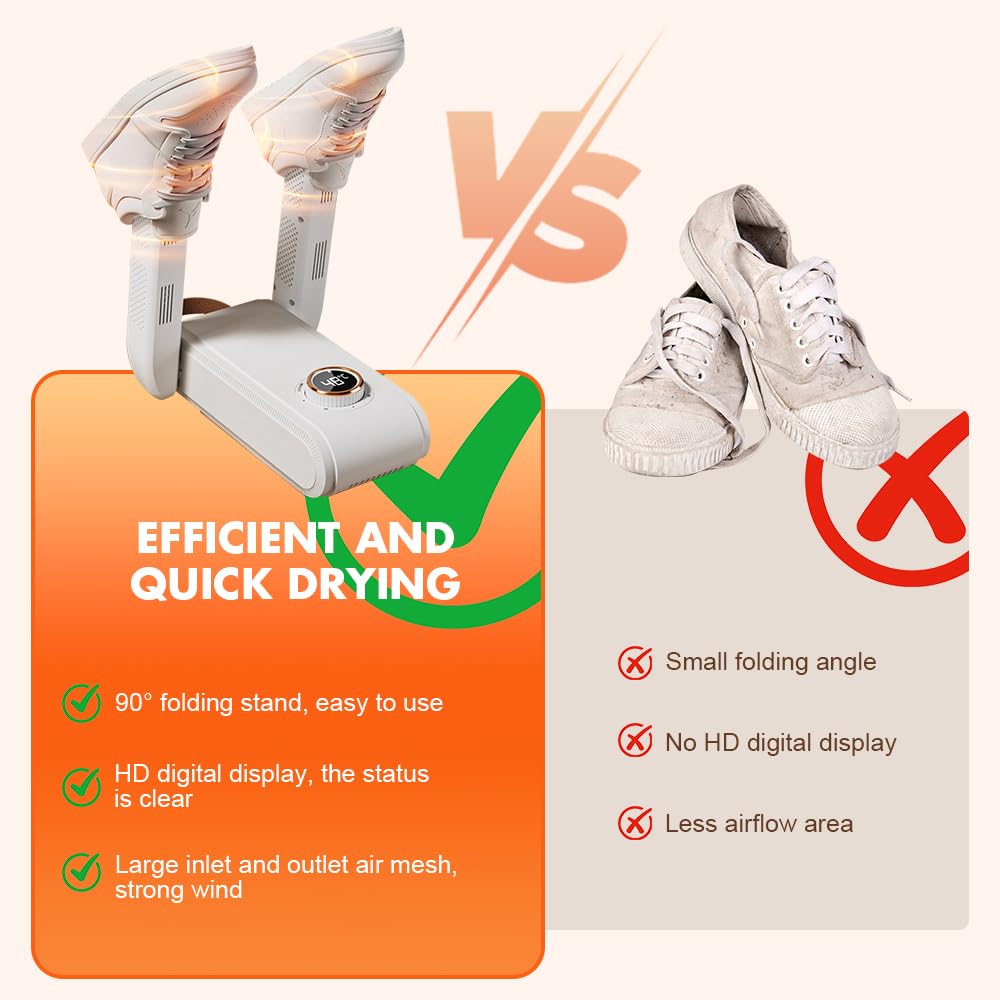 Secador de Zapatos Eléctrico, Secador Zapatillas Deporte con Temporizador y Luz UV, Secador Botas Futbol Plegable, Secador de Botas de Esquí para Botas de Esquí, Sombreros, Calcetines y Guantes
