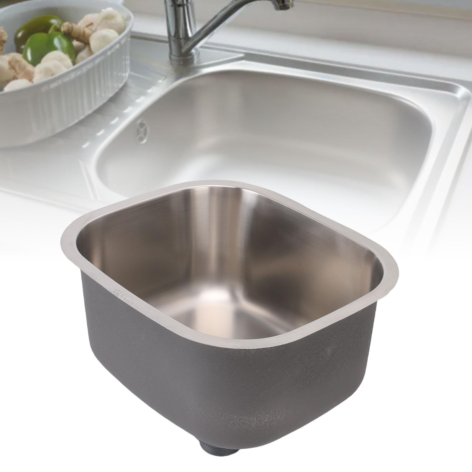 Luocute Lavello da a Vasca Singola in Acciaio Inossidabile 304, Lavabo Rettangolare Sottopiano con Design Integrato, Resistente All'ossidazione Antiruggine, per Bagno Bar