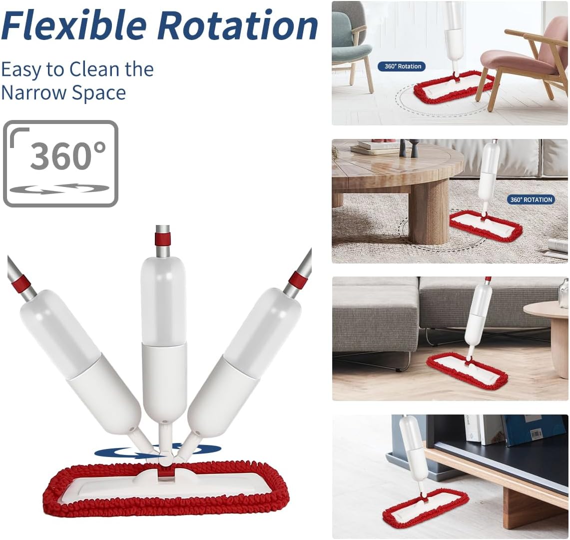 Spray Mop for Floor Cleaning, Floor Mop with a Refillable Bottle and Washable Microfiber Pads, Dry Wet Spray Mop for Home Kitchen Hardwood Laminate Wood Vinyl Ceramic Tiles Floor Cleaning (650ml)
