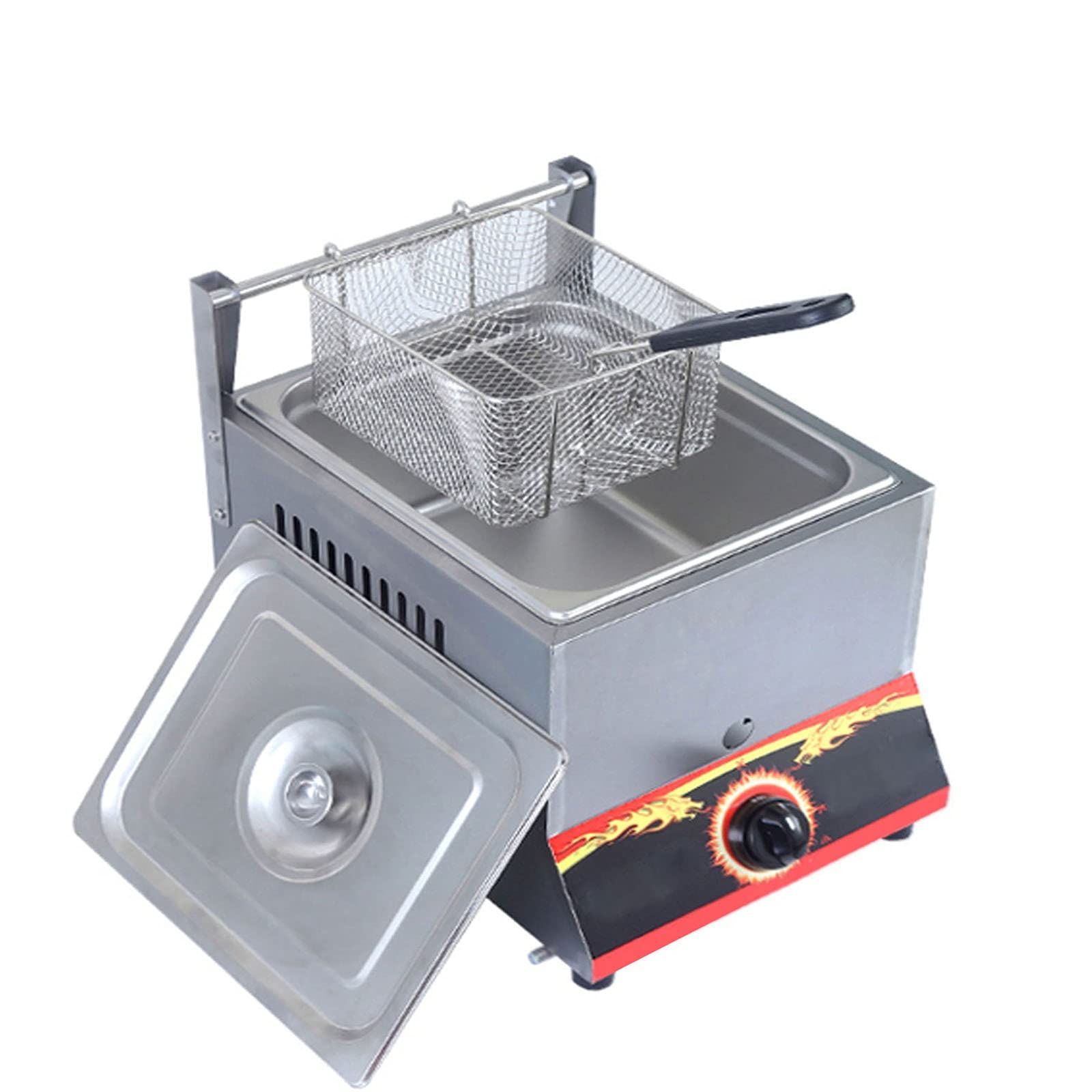 IUokLU Deep Fryer,Gas Fryer for Chips,Donuts,11L/22L,Large Capacity,LPG/Gas Fryer for Home and Commercial,Adjustable Firepower,Stainless Steel LPG Fryer,Removable and(Natural Gas 11L)