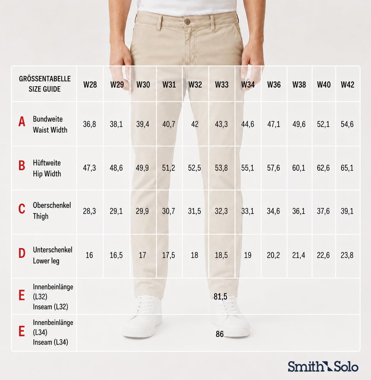 Smith & Solo Męskie spodnie chinosy, slim fit, rozciągliwe, wykonane w 98% z bawełny, eleganckie spodnie materiałowe, do biznesu i na czas wolny, chinosy męskie