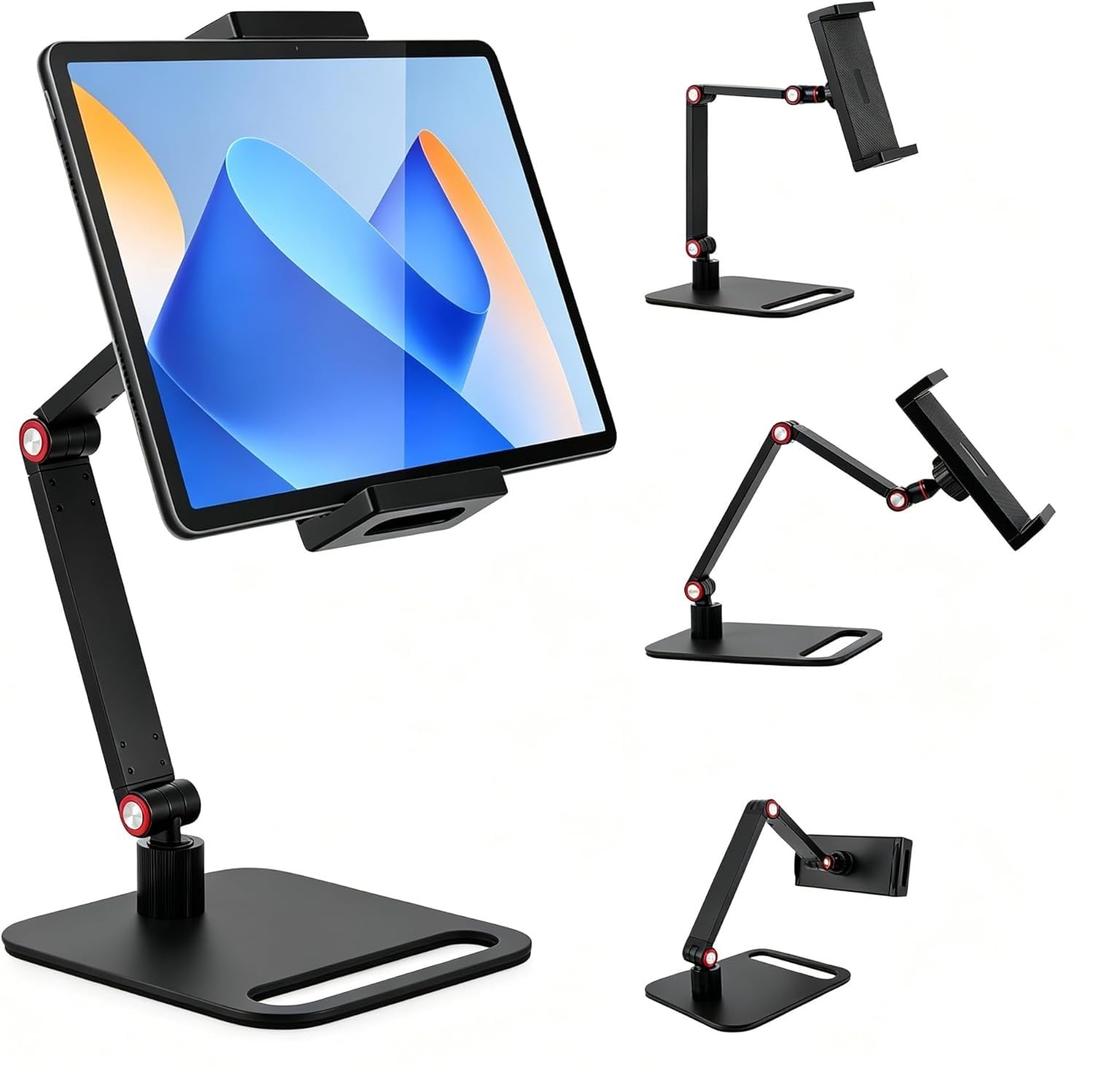 Soporte Monitor Portatil, Giro 360° y Base Metálica Estable | Soporte Monitor Mesa y Soporte Tablet Mesa de Aluminio para Pantallas de hasta 17,3 Pulgadas, Oficina, Gaming y Uso en Casa