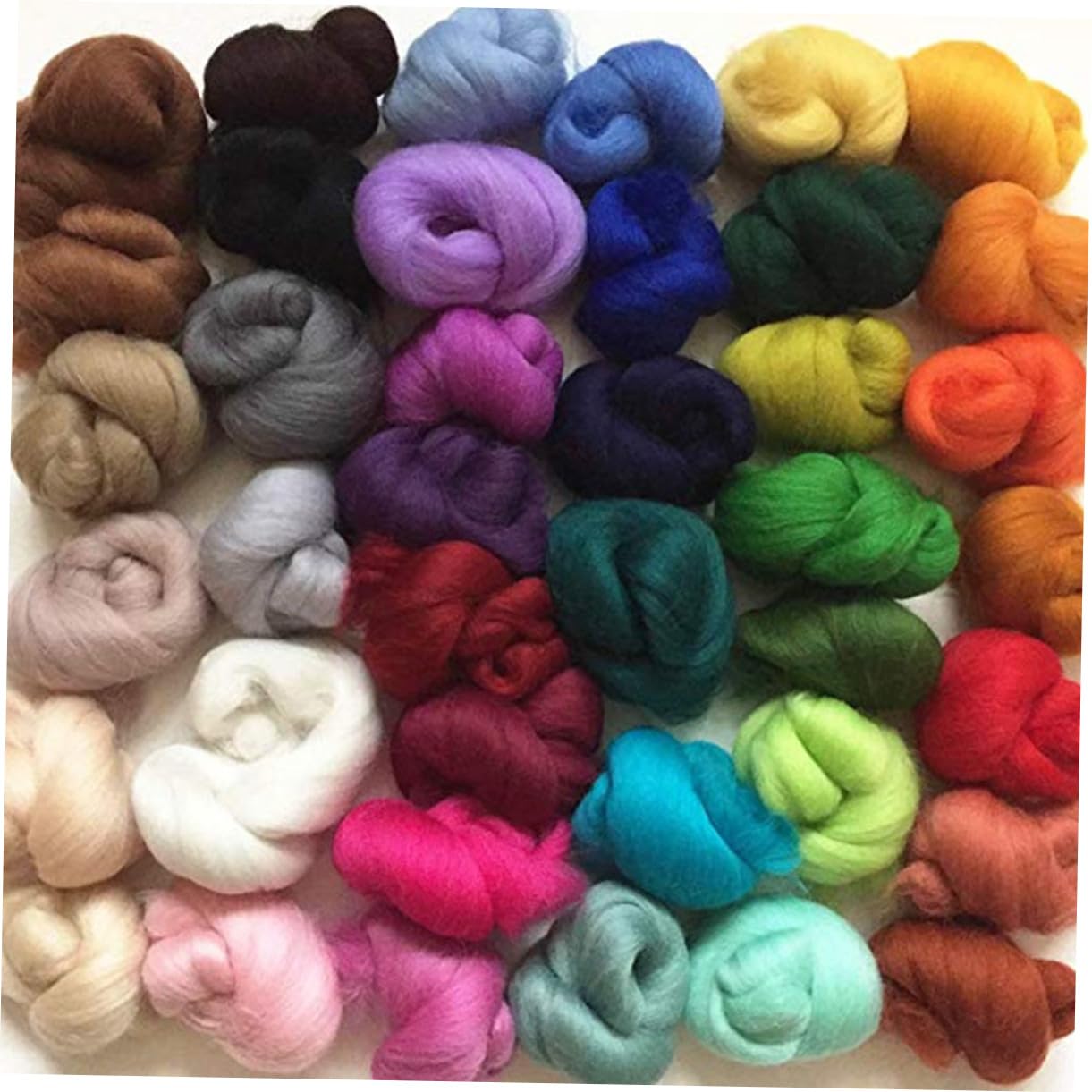 40 Farben Merinofilzwolle 10g für Nadelfilzen, 40 Stück | Bunte Wollfasern für Bastelarbeiten, Geeignet für Trockenfilzen und Nassfilzen, Selbstgemacht Zubehör
