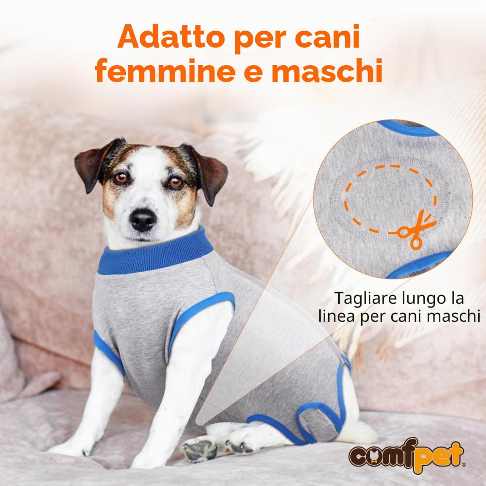 Tuta Recupero per Cani con Cerniera, Body Post-Operatorio per Cani Gatti