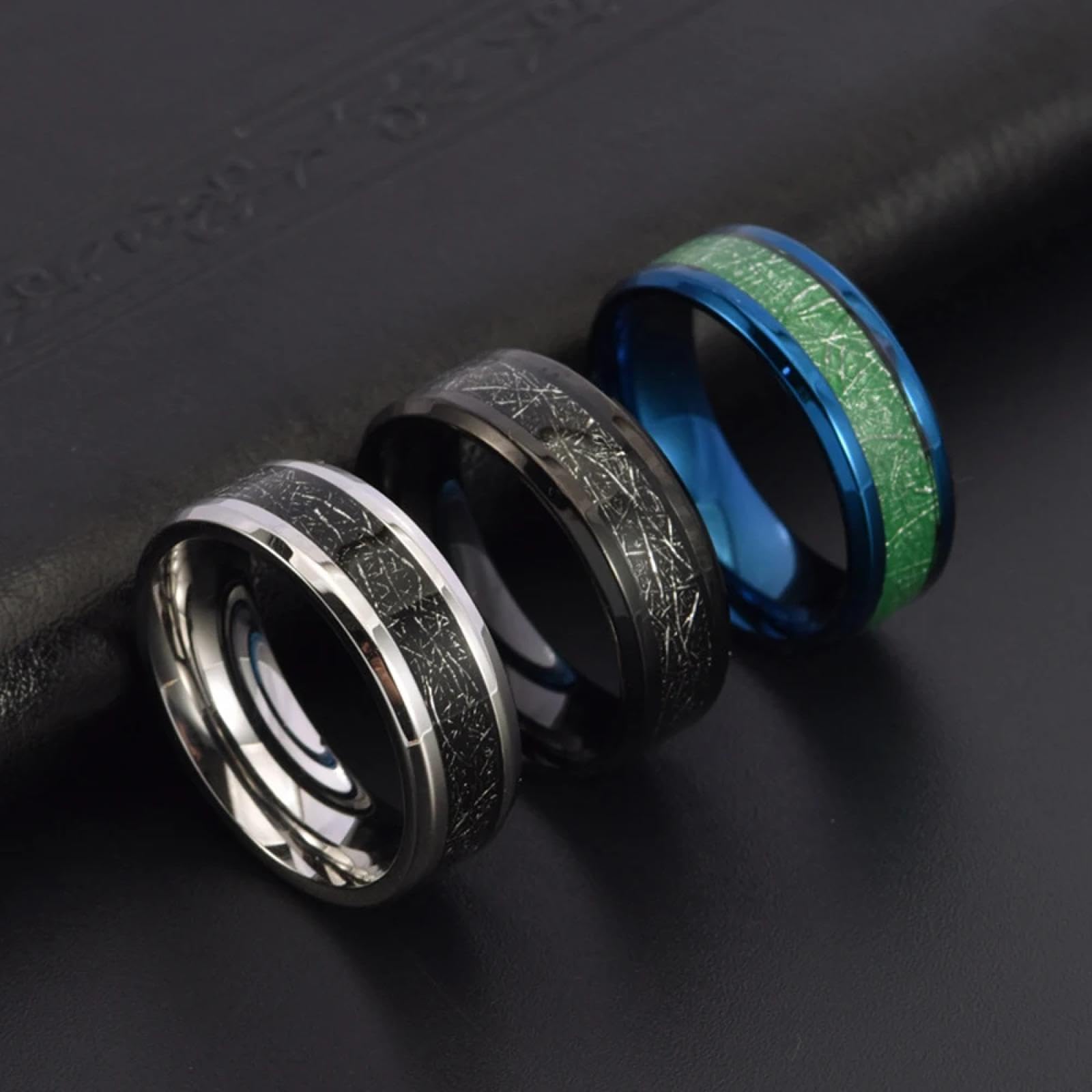 Ring Ringe Damen Bijouterie Herren 8 Mm Mattschwarzer Ring Für Männer, Sportlicher Hypoallergener Schmuck Mit Strukturierter Einlage, Unisex-Band, Fitness-Zubehör