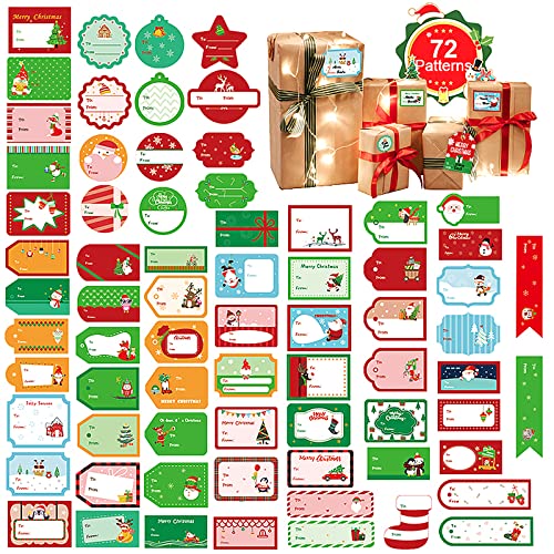 Bigqin 144 pcs Etiquetas Adhesivas de Navidad, 8 hojas Pegatinas Navidad, Etiquetas Autoadhesivas, Pegatinas para Regalos de Vacaciones, Bolsas de Fiesta, Tarjetas, Sobres