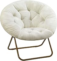 DUMOS Faux Fur Saucer Chair - Oversized Foldable Lounge Seat for Bedroom, Dorm, Gaming & Small Spaces