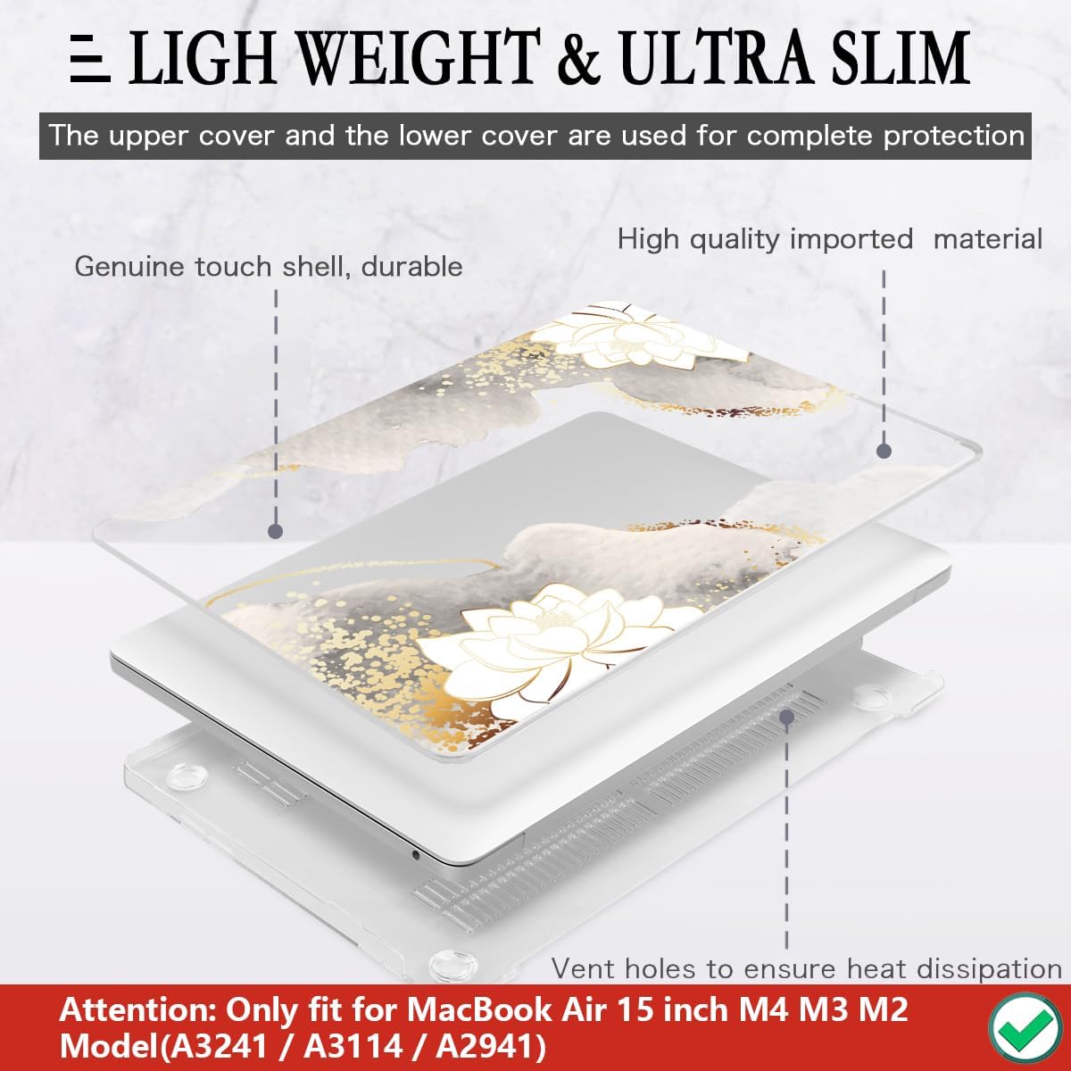 CISSOOK Compatible with MacBook Air 15 inch Case 2026 2025 2024 2023 Release Model A3448 A3241 A3114 A2941, Floral Hard Shell Case Keyboard Skin for MacBook Air 15 inch M2 M3 M4 M5 Chip