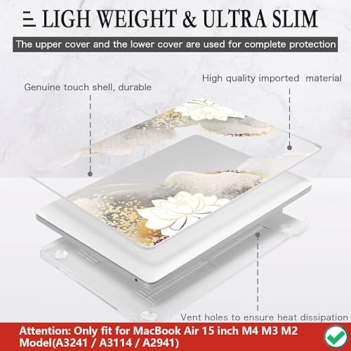 Miniatura 4 de CISSOOK Compatible con MacBook Air de 15 pulgadas Funda 2025 2024 2023 Modelo de Lanzamiento A3241 A3114 A2941, Funda de Carcasa Rígida Floral