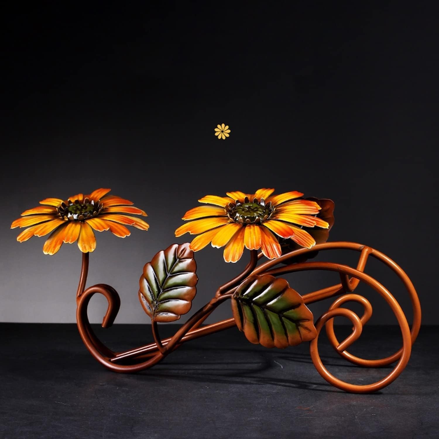 Wine Rack, Vintage Wrought Iron Wine Bottle Stand Display Rack, Creative Sunflower Wine Bottle Holder, Perfect for Home Tabletop Decor Ornament Desktop Christmas Decoration Gifts