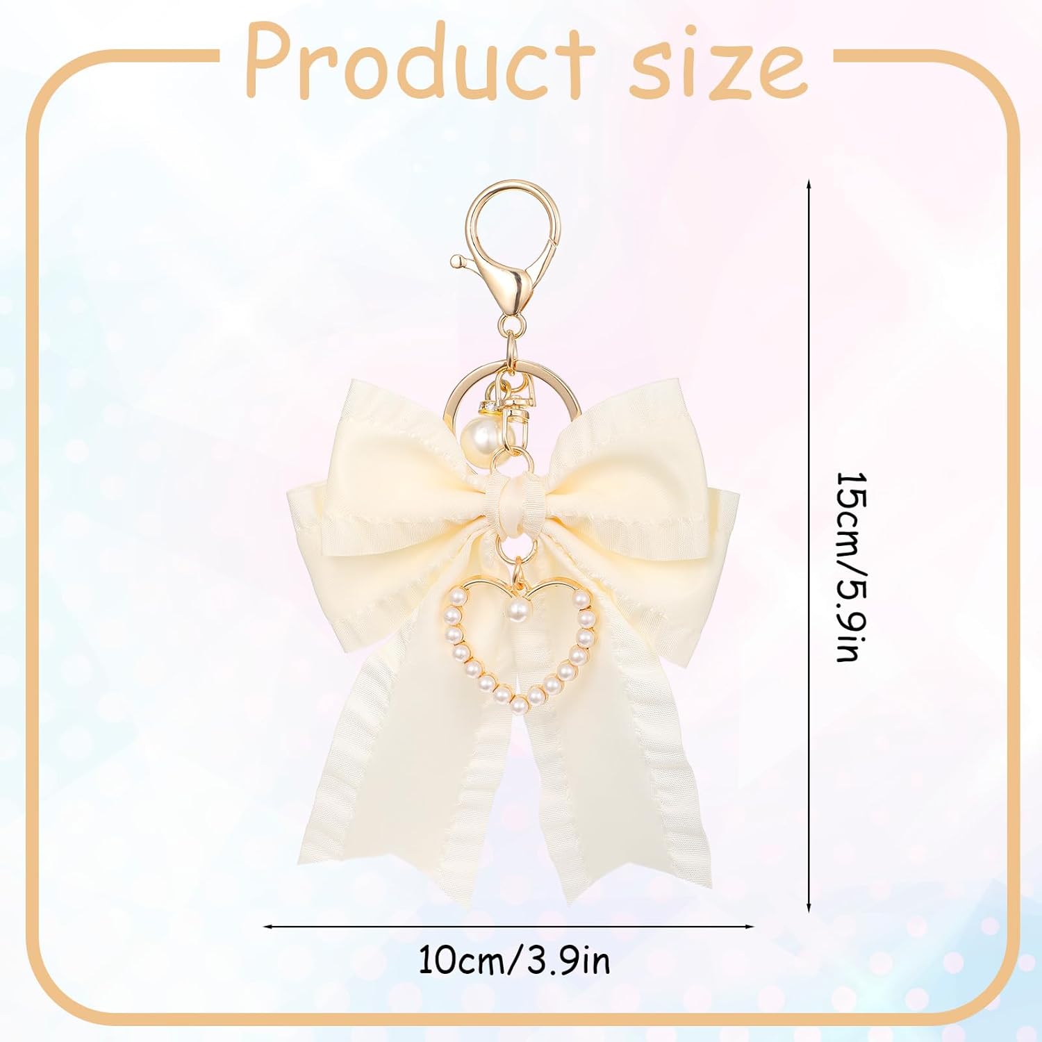 Bow Purse Keychain, Bow Purse Charms for Handbags, Faux Pearl Bowknot Keychains for Women Backpack Car Keys - Image 2