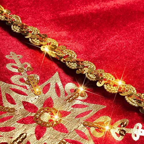 David Rocco Red Gold Christmas Stocking, 21 Inches Fashion And Luxury Christmas Stocking With Glistening Snowflake.(Red) #TOP3