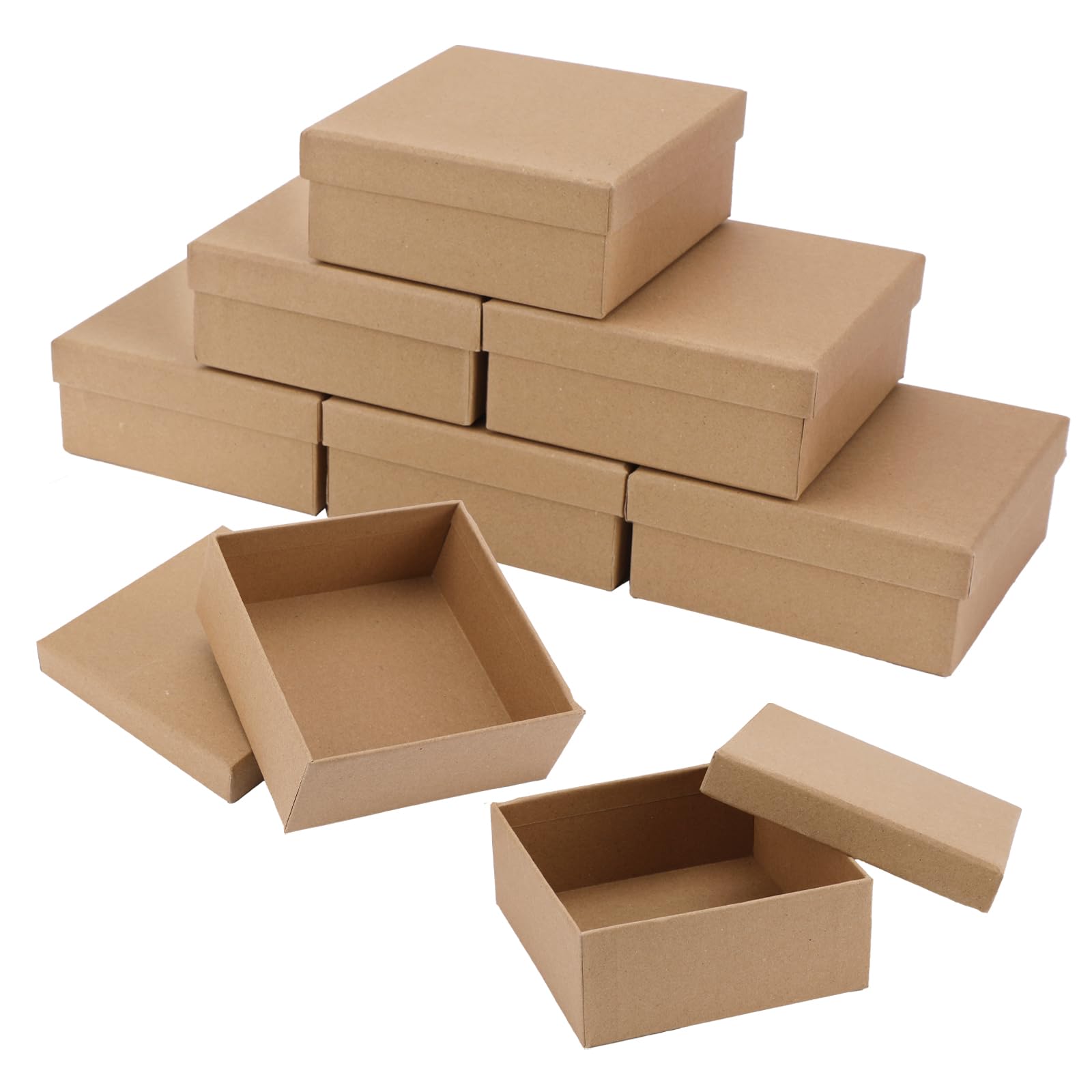 8 Pack Kraft Paper Box, 5x5x2.2 Inch Small Boxes for Gifts, Cardboard Jewelry Boxes, Decorative Box for Necklace Earring Storage, Wedding Christmas Party Favors