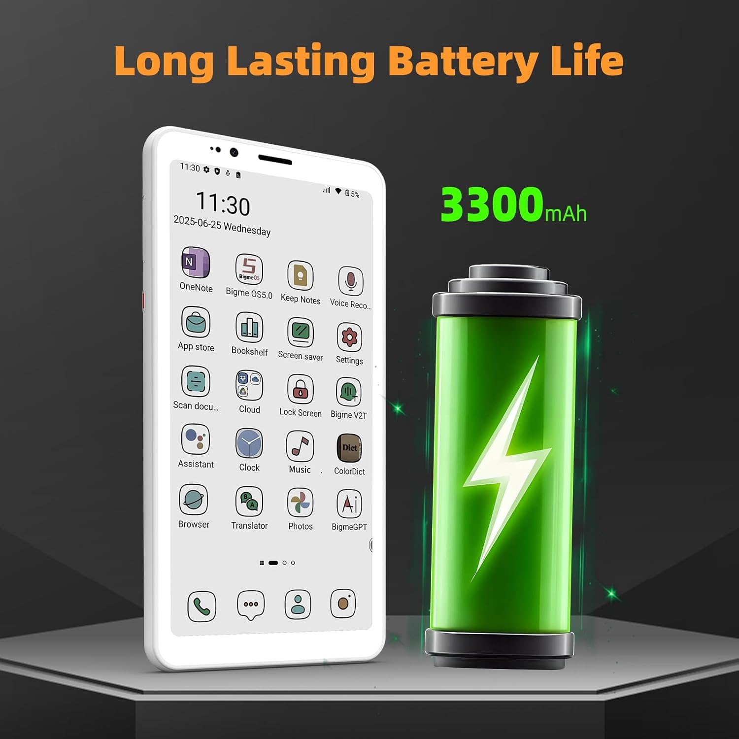 Bigme HiBreakS kolorowy elektroniczny papier na telefon komórkowy 5,84 cala kolorowy czytnik e-booków z systemem Android 14 OS, 6G + 128 GB