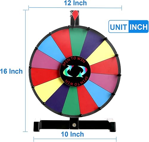 Miniatura 2 de PRUNkuar Rueda de premio de 12 pulgadas de doble uso para mesa o pared, resistente color editable con 12 ranuras, rueda giratoria para oficina en