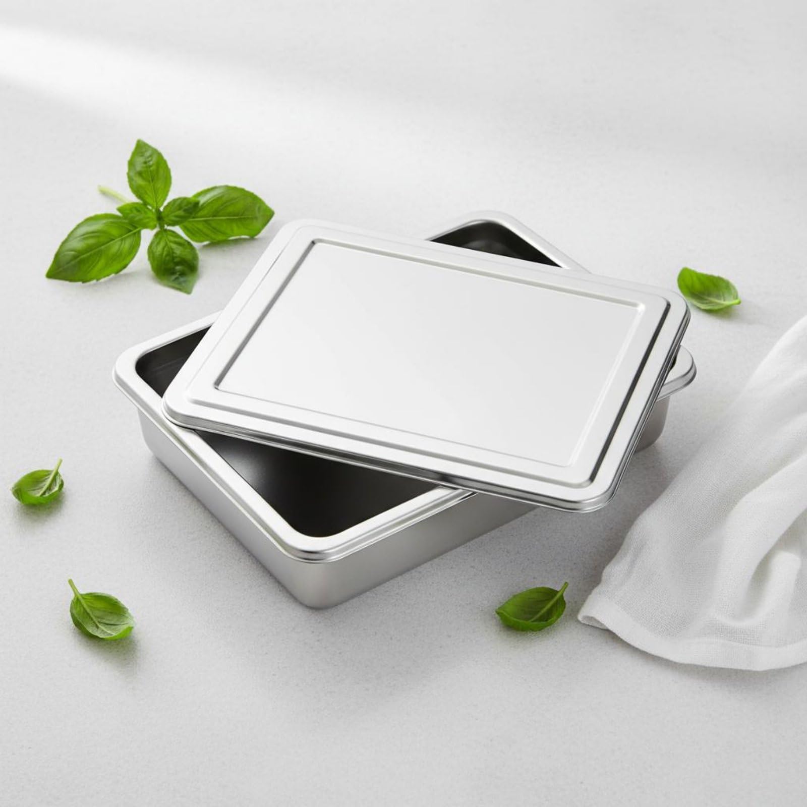 Bandeja Rectangular de Acero Inoxidable Resistente a la Corrosión Bandeja Profunda de Acero Multiusos para Cocina, 45x35x15cm, Lavabo Profundo