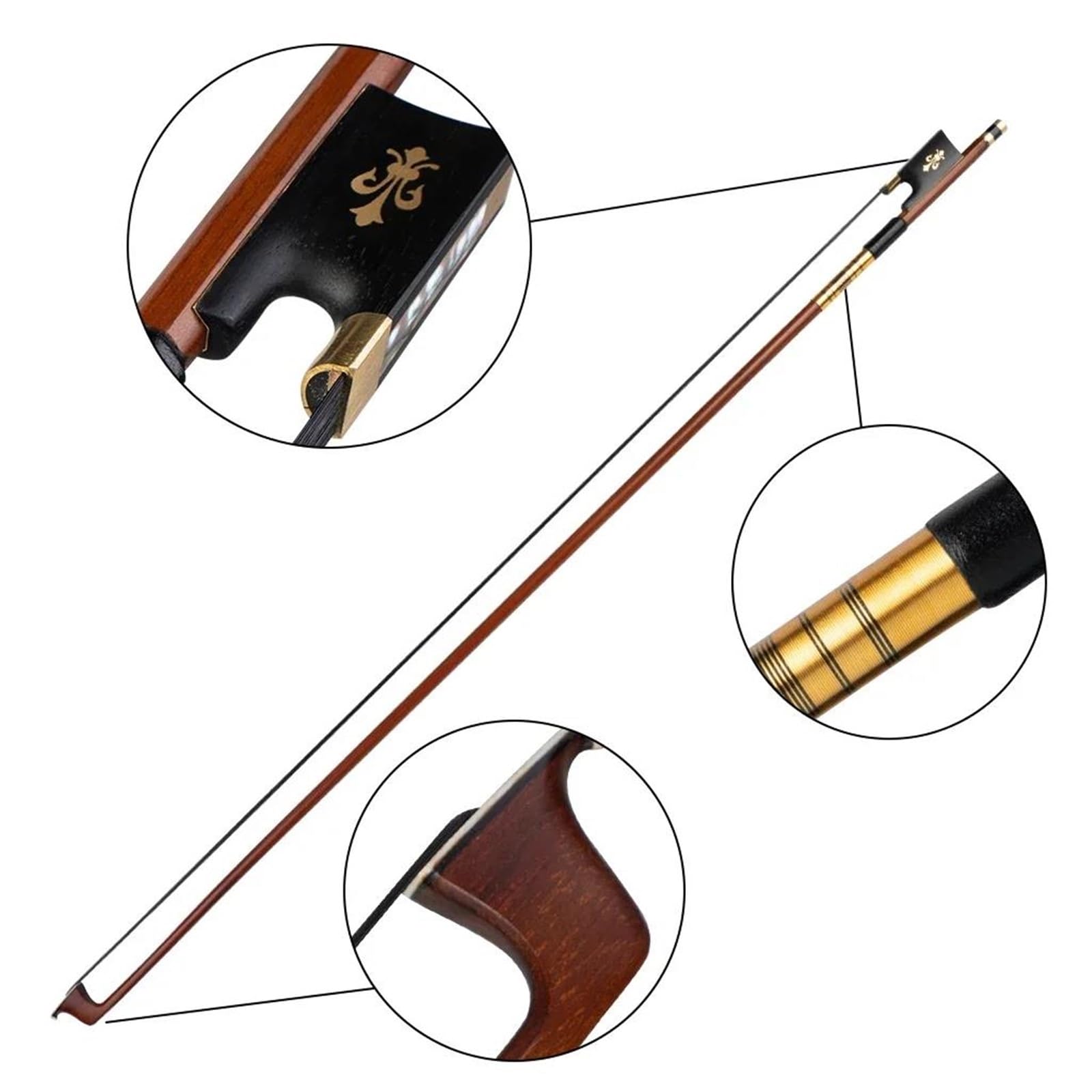Arco per violino da esibizione Archetto per violino 4/4 strumenti musicali buon bilanciamento arco dritto con crine di cavallo nero