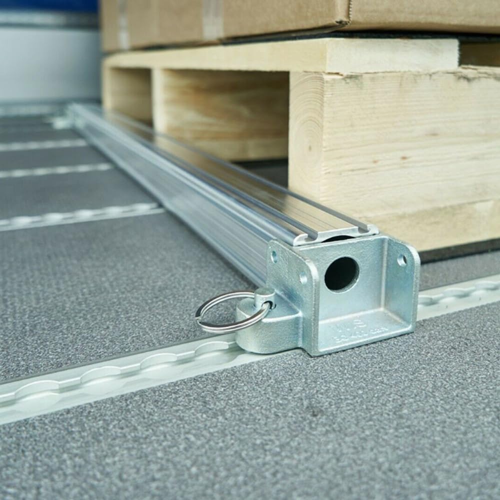 PalettenStop, Aluminiumprofil 50 x 50 mm, Sperrbalkenzapfen 19 mm, Airlineschienen-kompatibel, verhindert Palettenverrutschen im Laderaum (4X Palettenstop)