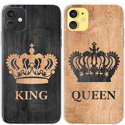 Mertak Couple Cases Compatible With Iphone 14 13 Pro Max 12 Mini 11 Se Xs Xr 8 Plus 7 6S King And Queen Protective Luxury Crown Aesthetic Girlfriend Wedding Anniversary Matching Boyfriend Wood His Her #TOP3