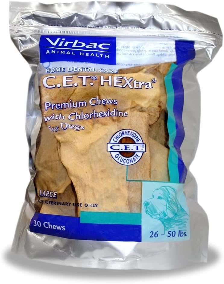 Virbac C.E.T. HEXtra Premium Oral Hygiene Chews, Large Dog, 30 Count