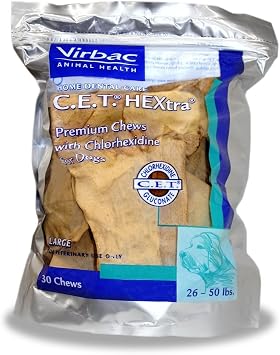 Virbac C.E.T. HEXtra Premium Oral Hygiene Chews, Large Dog, 30 Count