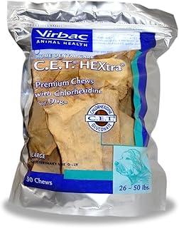 Virbac C.E.T. HEXtra Premium Oral Hygiene Chews, Large Dog, 30 Count