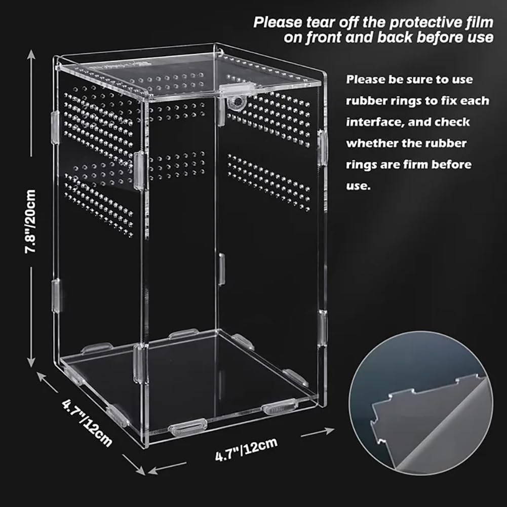 Zusammengebaute Acryl -Reptilien -Zuchtbox, Transparenter Reptilienpanzer, Amphibien -Fütterungsbox Mit Visuell Ansprechender Reptilienlebensraum Mit HD -Betrachtung,C