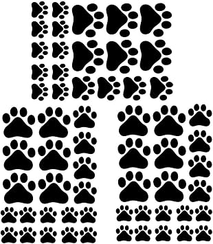 60 Pcs Dog Footprints Wall Decal Vinyl Stickers, Removable Lovely Animal Paw Print Art DIY Sticker Mural for Bedroom Playroom Living Room Office Home Window Door Decoration | Removable Lovely Animal Paw Print Art, DIY Sticker Mural, for Bedroom Playroom Living Room Office Home Window Door