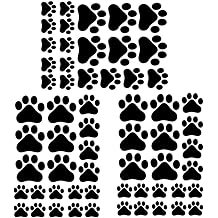60 Pcs Dog Footprints Wall Decal Vinyl Stickers, Removable Lovely Animal Paw Print Art DIY Sticker Mural for Bedroom Playroom Living Room Office Home Window Door Decoration