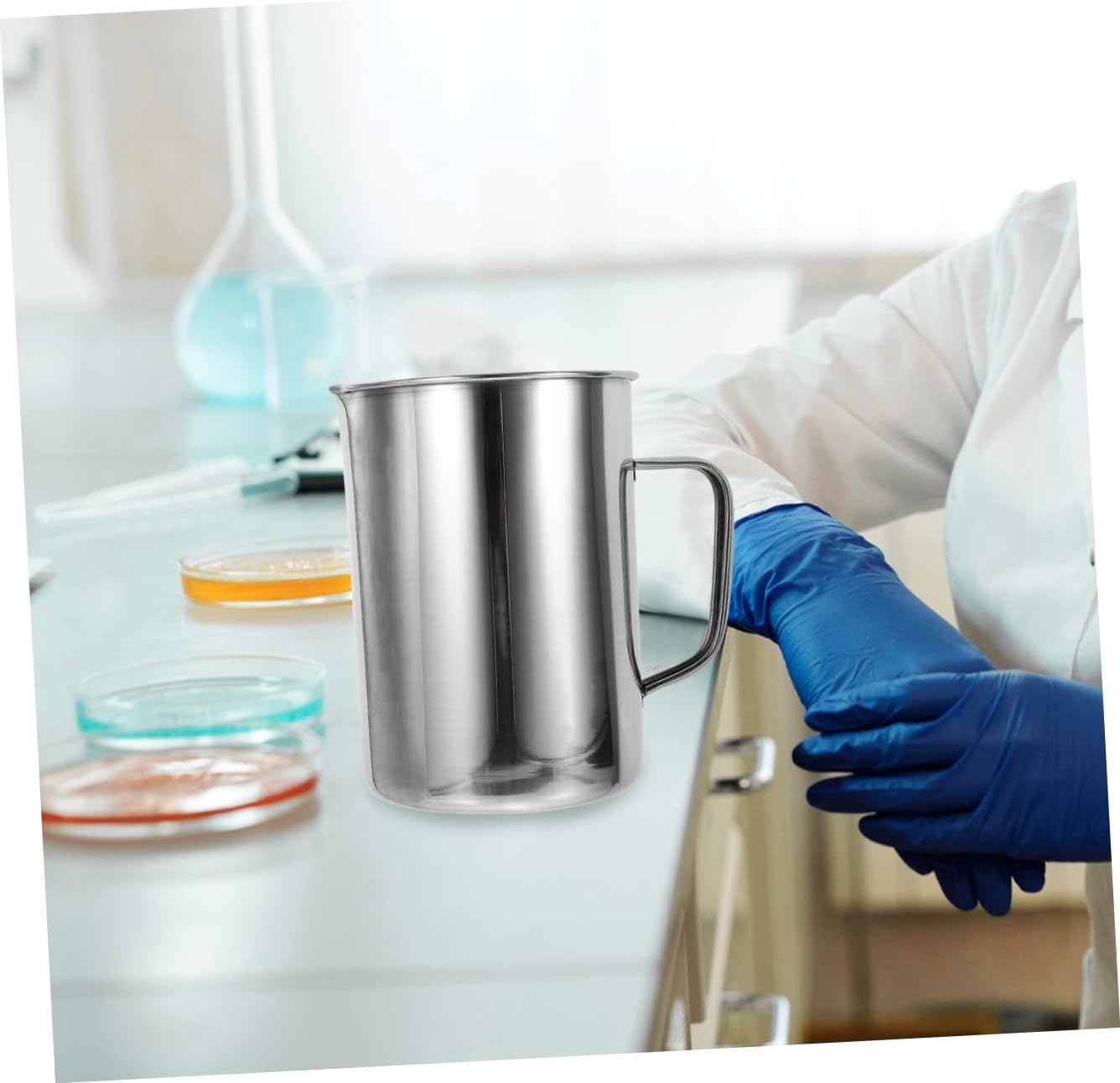 1piece Stainless Steel Measuring Cup Scale Lab Beaker Easy Clean Dosing Cup for