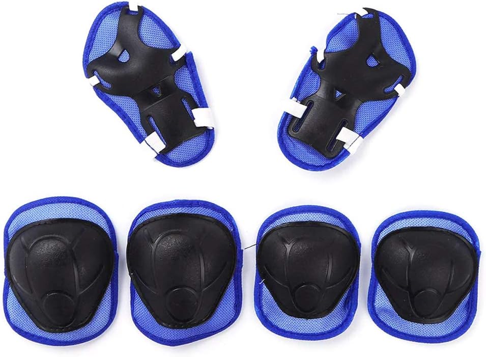 Gazaar 7pcs Set Kids Protective Gear with Adjustable Helmet Knee Pads Elbow Pads Wrist Pads for Roller Skates, Knee Pads for Kids Adjustable Protective Gear Set for Roller Skates