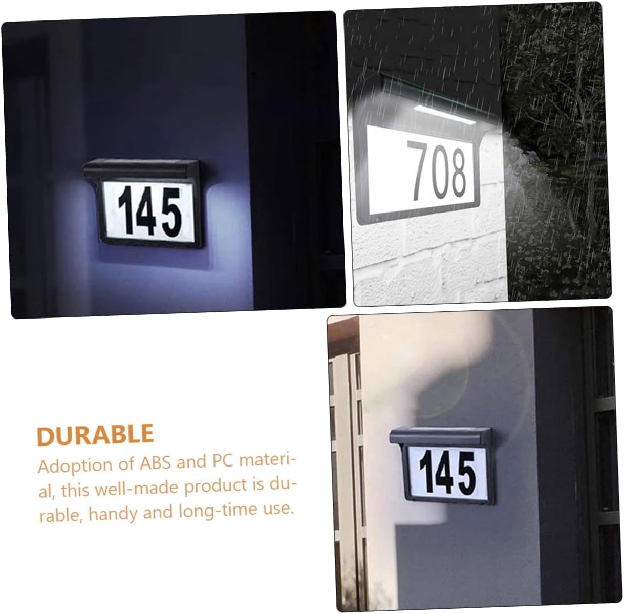 jojofuny Solar-powered Light Address Sign Solar Door Number Light Outdoor Wall Address Sign