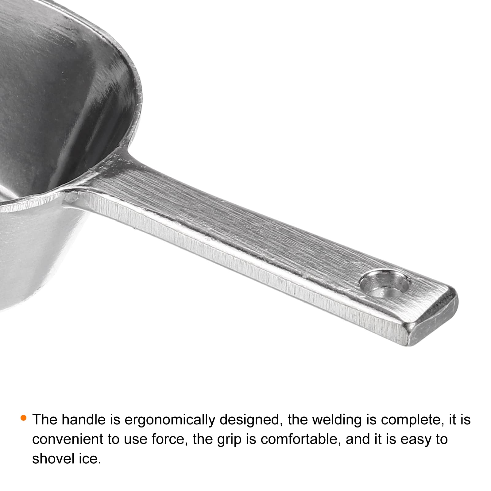 PATIKIL Ice Scoops, 2 Pack Aluminum 5.12" Small Ice Maker Flour Cereal Sugar Utility Shovel for Kitchen Bar Party, Silver Tone - Image 4