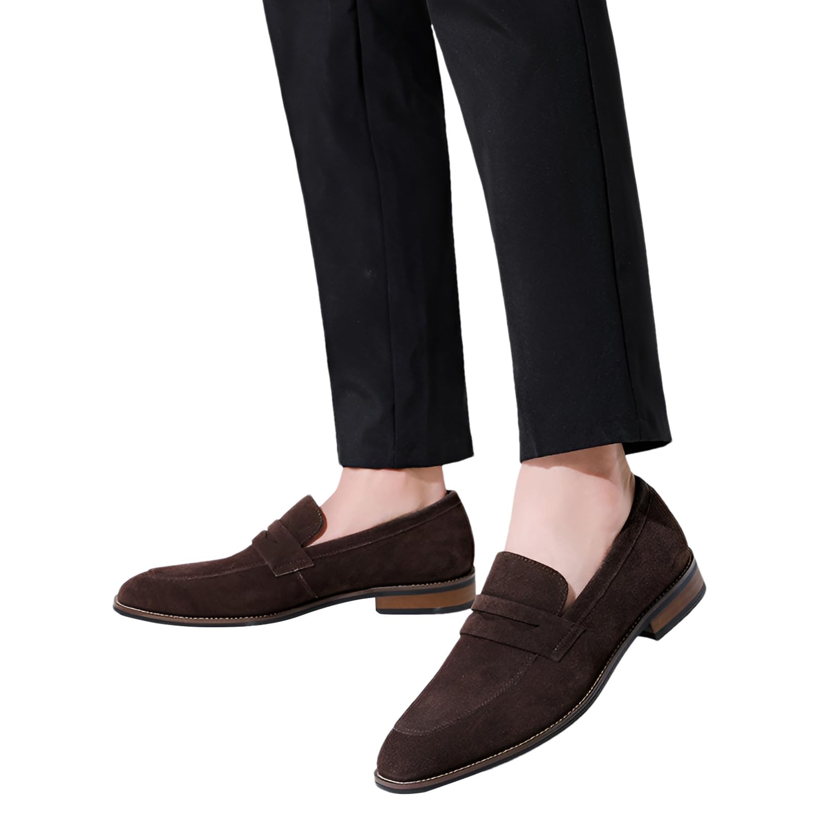 ANUFER Hommes Véritable Cuir en Daim Penny Mocassins Beau Slip-on Formel Chaussures Habillées