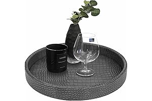 HofferRuffer Faux Leather Round Serving Tray